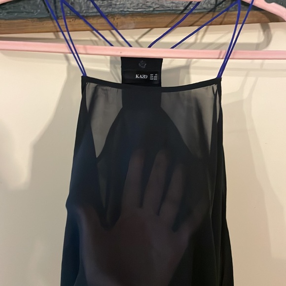 Kazo Black Sheer Double Spaghetti Strap Beaded Back Tank Top Size XXS - Picture 12 of 14